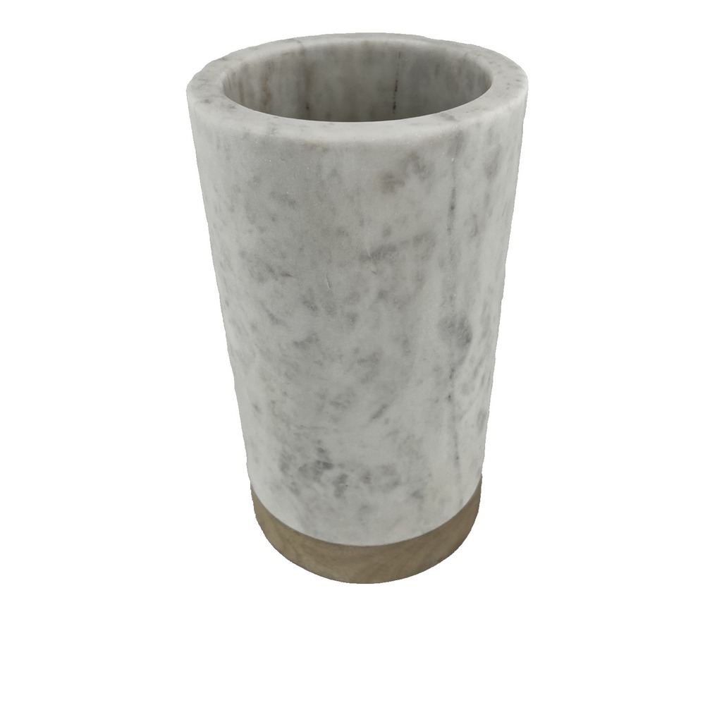 Crate and Barrel Marble Utensil Holder 9 inch tall